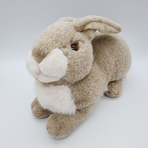 Chosun Laying Realistic Bunny Rabbit Plush 12" Beige Hard Eyes Stuffed Animal